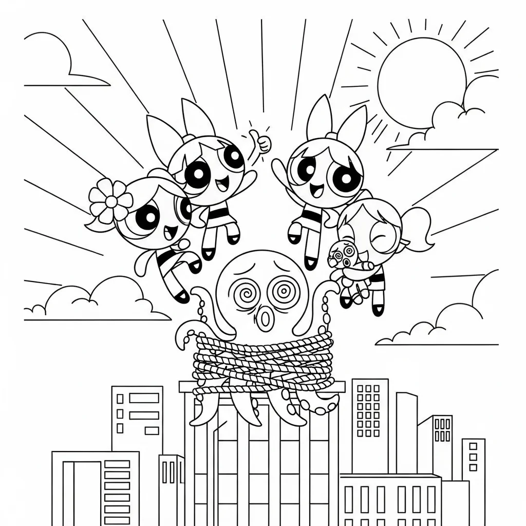 Desenhos para Colorir das Meninas Superpoderosas – Cenas Divertidas para Imprimir