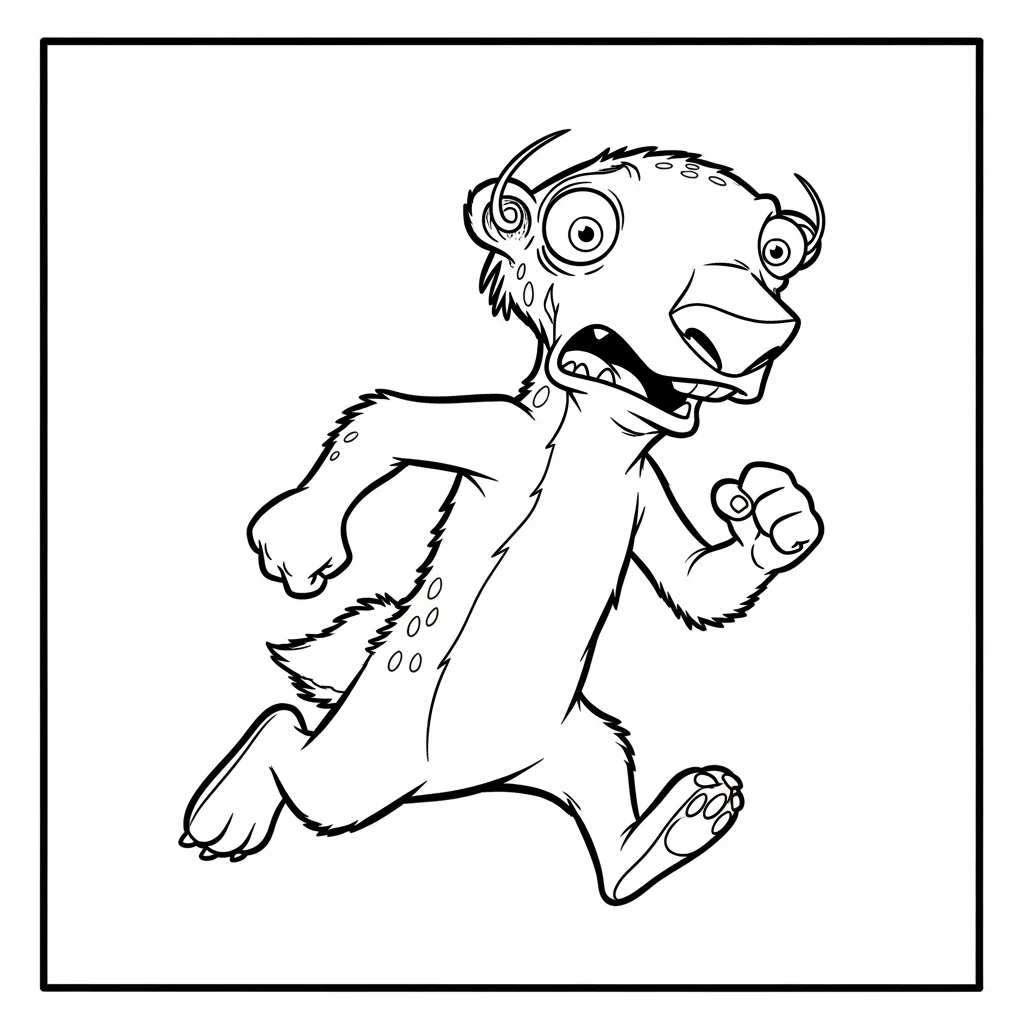 Desenho da Era do Gelo para colorir com Manny, Sid, Diego e Scrat em preto e branco