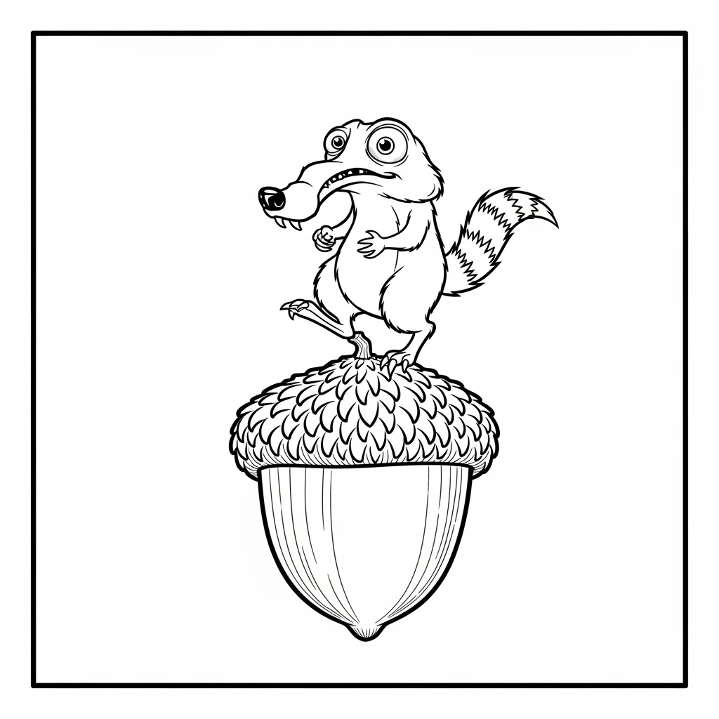 Desenho da Era do Gelo para colorir com Manny, Sid, Diego e Scrat em preto e branco