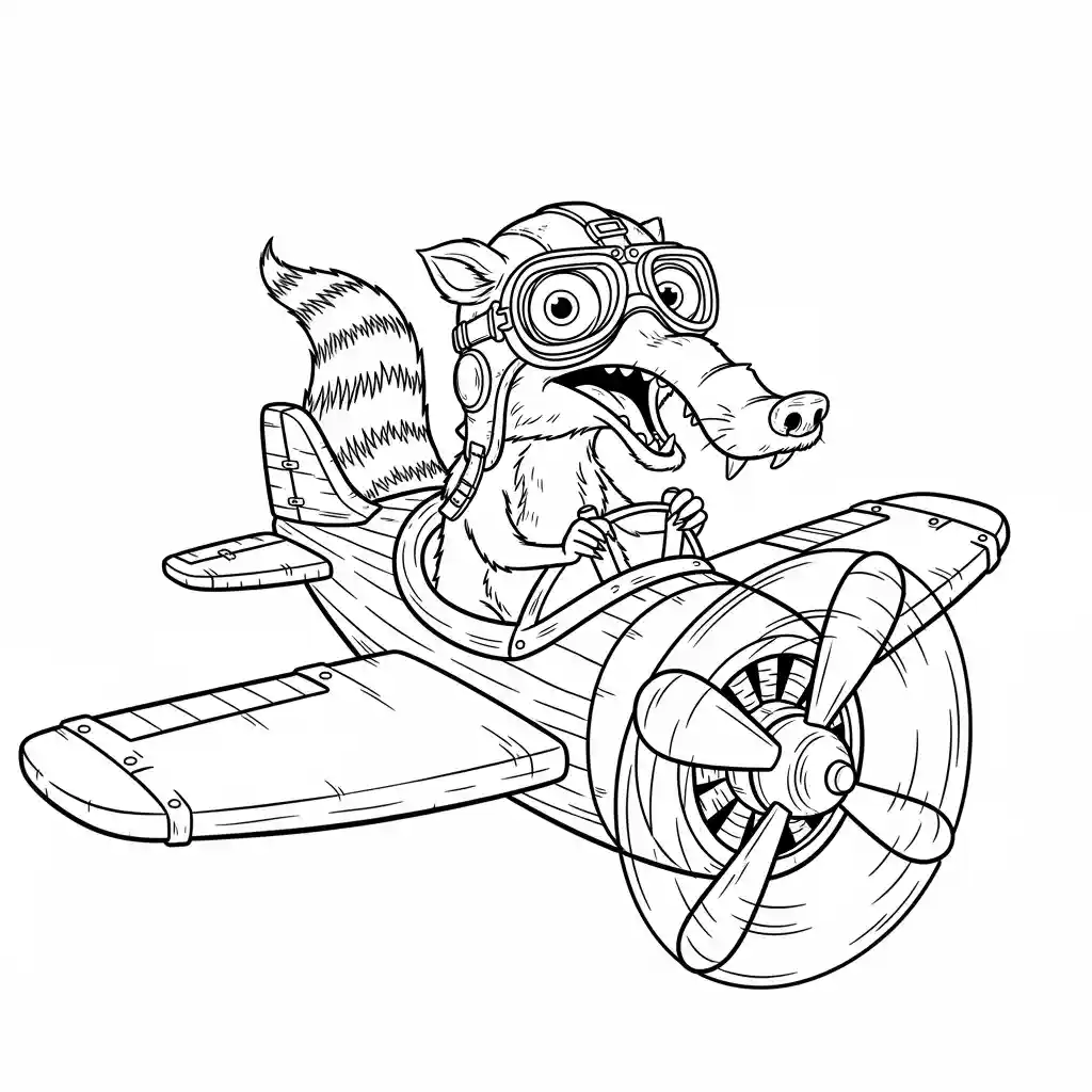Desenho da Era do Gelo para colorir com Manny, Sid, Diego e Scrat em preto e branco