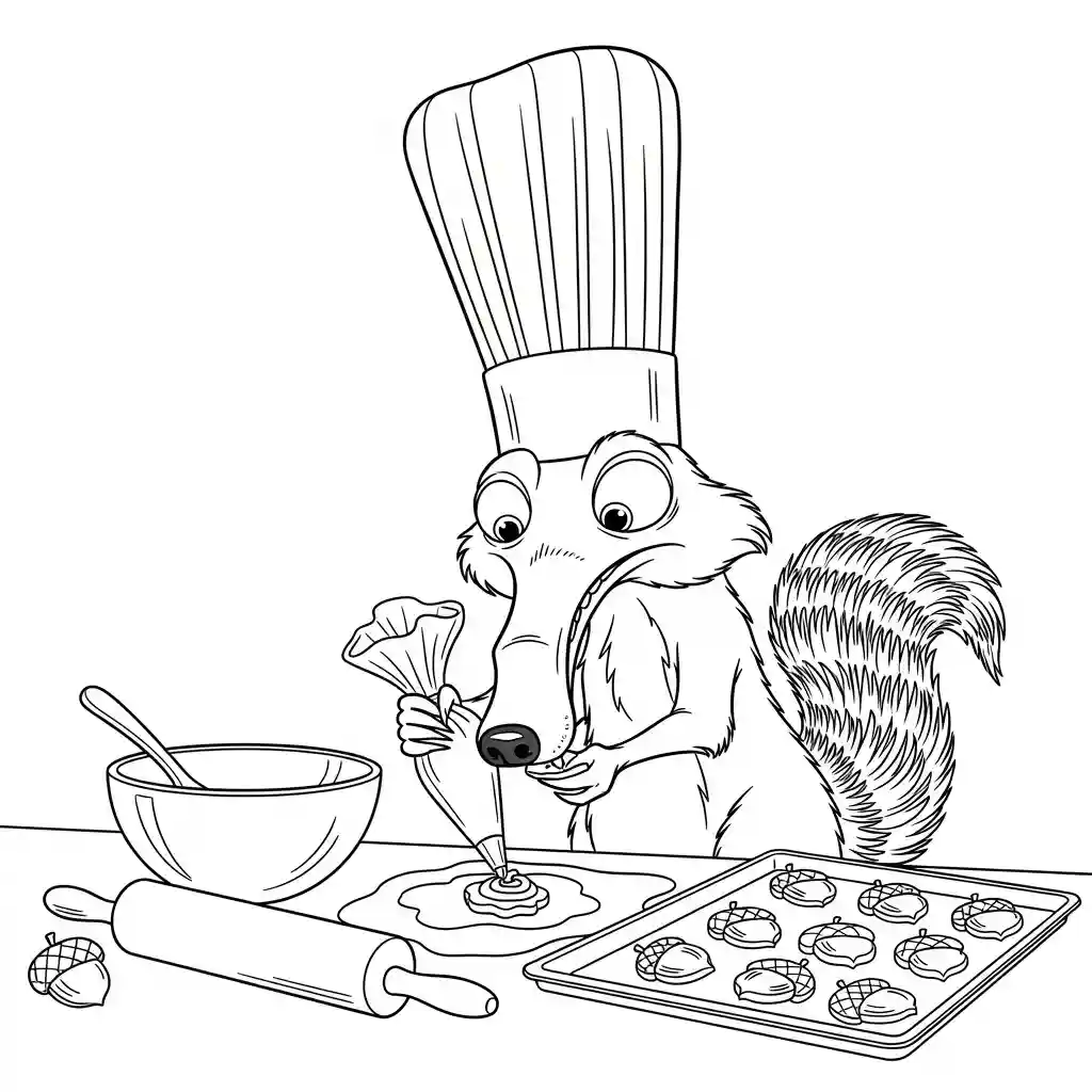 Desenho da Era do Gelo para colorir com Manny, Sid, Diego e Scrat em preto e branco