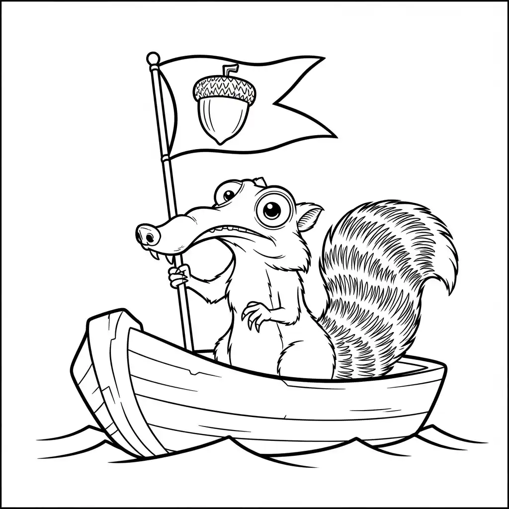 Desenho da Era do Gelo para colorir com Manny, Sid, Diego e Scrat em preto e branco