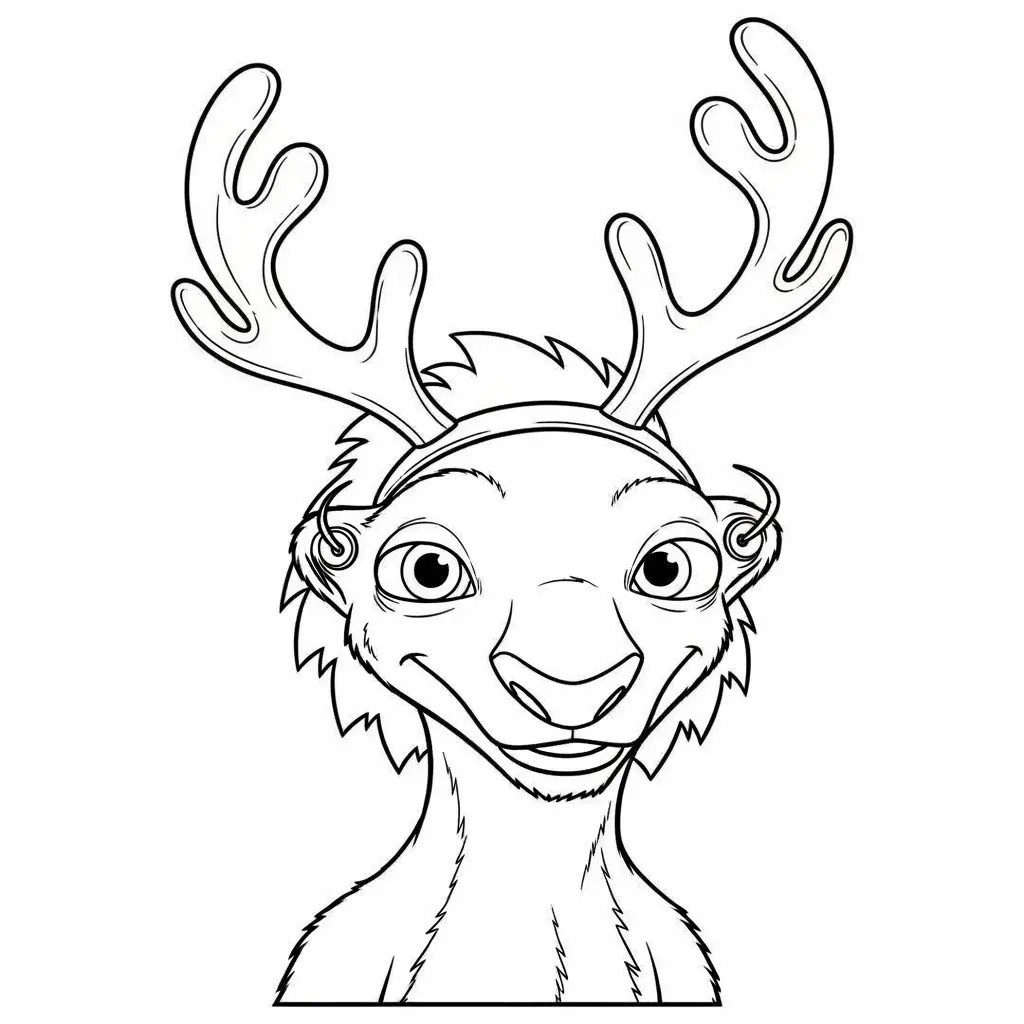 Desenho da Era do Gelo para colorir com Manny, Sid, Diego e Scrat em preto e branco