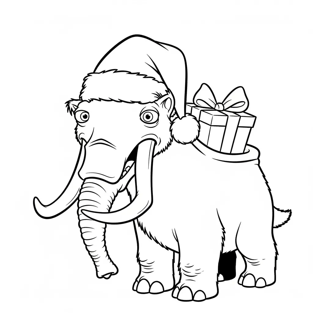 Desenho da Era do Gelo para colorir com Manny, Sid, Diego e Scrat em preto e branco