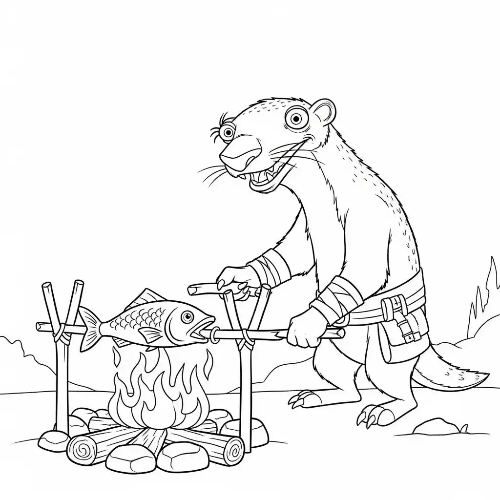 Desenho da Era do Gelo para colorir com Manny, Sid, Diego e Scrat em preto e branco