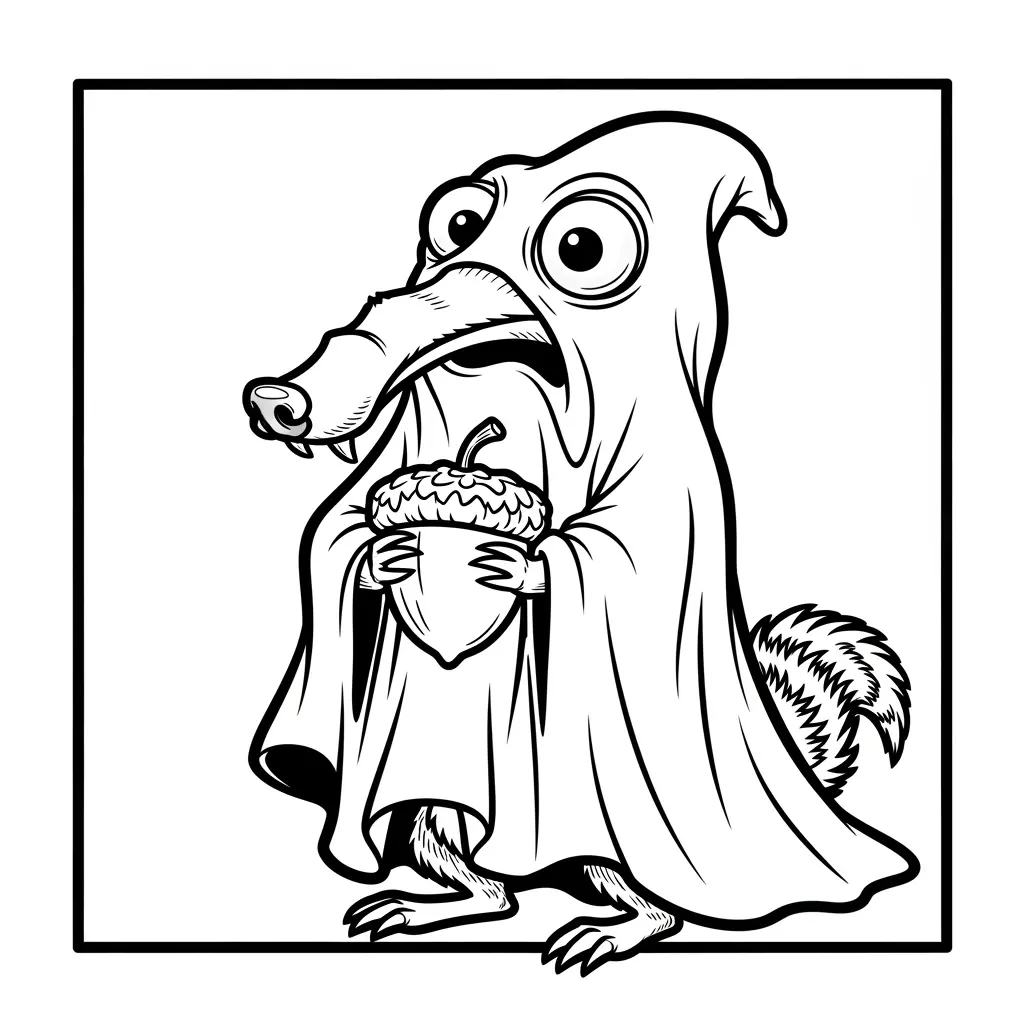 Desenho da Era do Gelo para colorir com Manny, Sid, Diego e Scrat em preto e branco