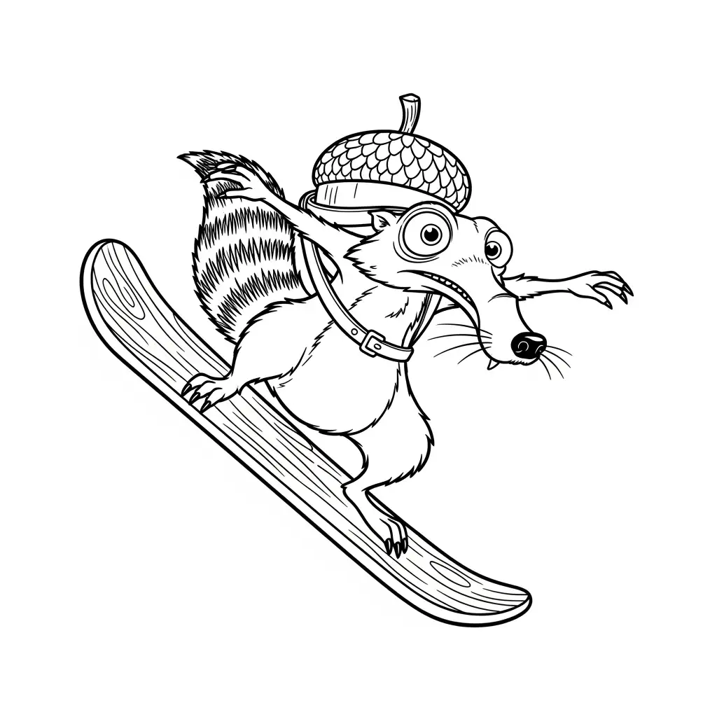 Desenho da Era do Gelo para colorir com Manny, Sid, Diego e Scrat em preto e branco