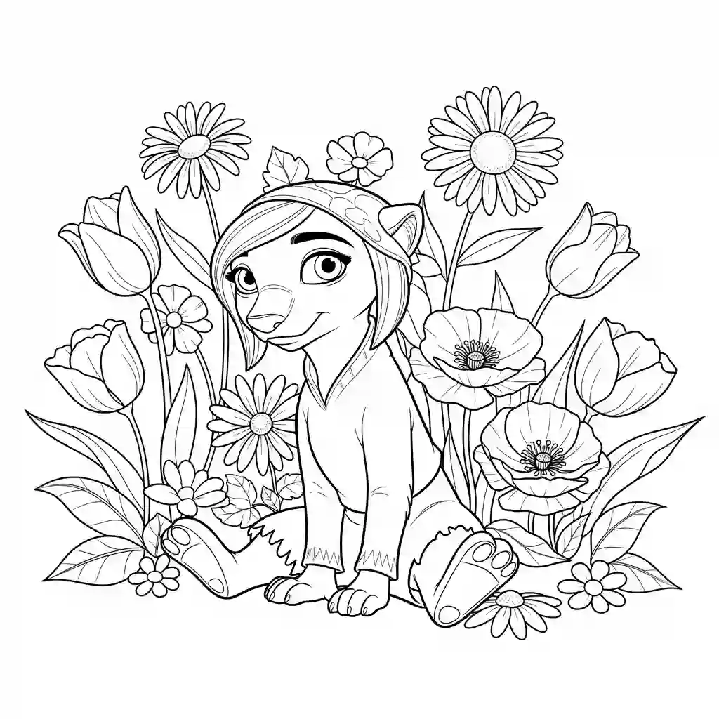Desenho da Era do Gelo para colorir com Manny, Sid, Diego e Scrat em preto e branco