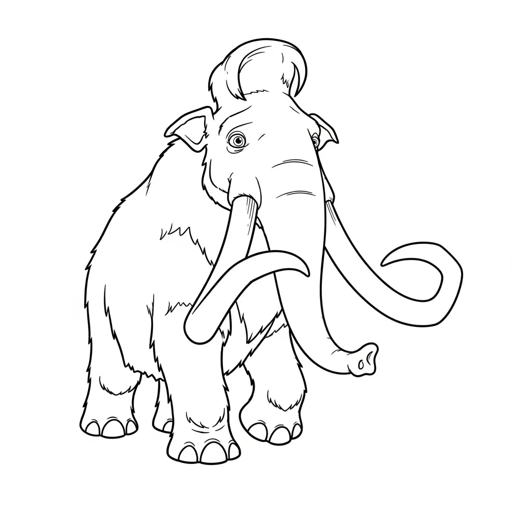 Desenho da Era do Gelo para colorir com Manny, Sid, Diego e Scrat em preto e branco