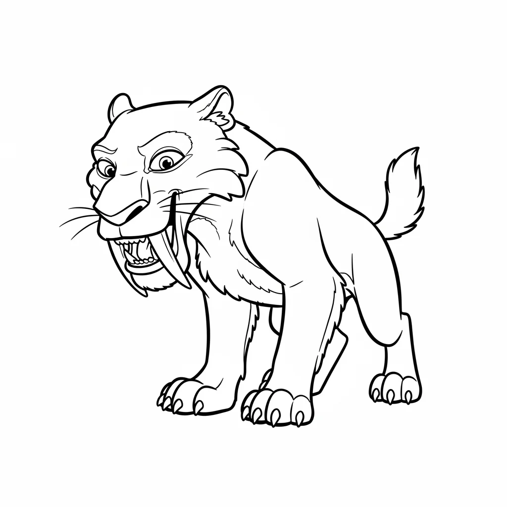 Desenho da Era do Gelo para colorir com Manny, Sid, Diego e Scrat em preto e branco