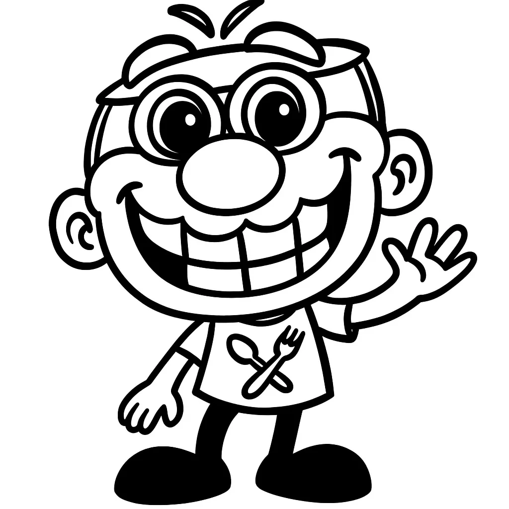 Desenho em preto e branco do José Comilão em uma cena divertida, perfeito para crianças colorirem.