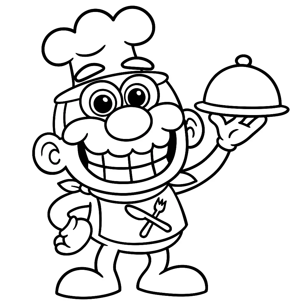 Desenho em preto e branco do José Comilão em uma cena divertida, perfeito para crianças colorirem.