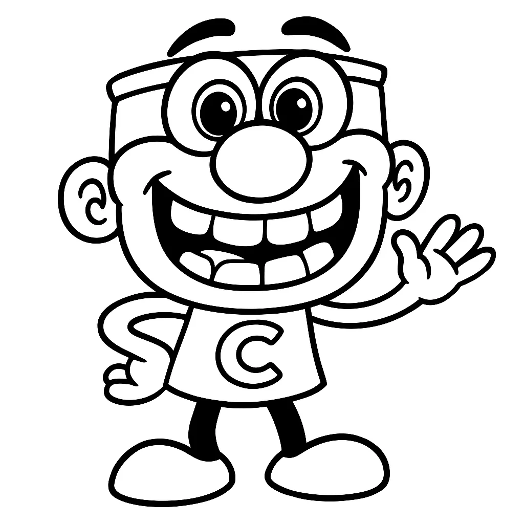 Desenho em preto e branco do José Comilão em uma cena divertida, perfeito para crianças colorirem.