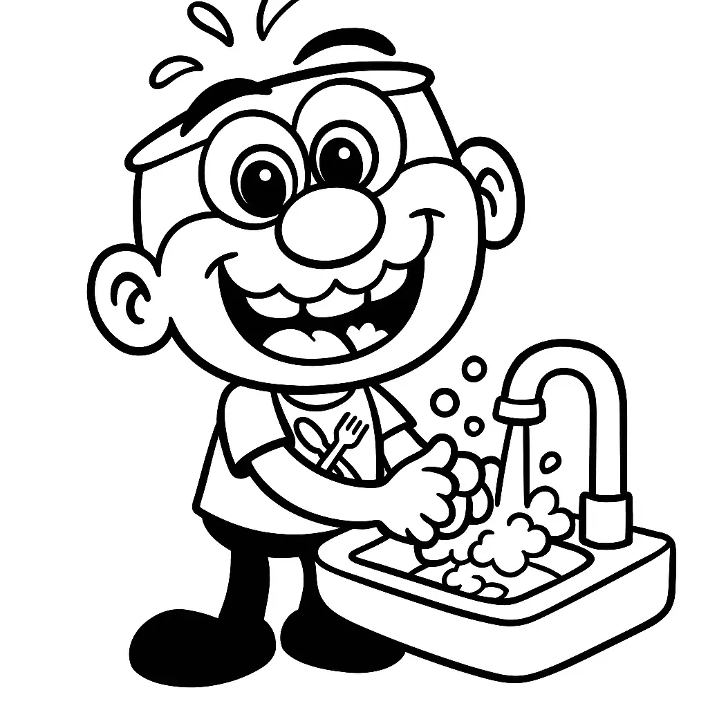 Desenho em preto e branco do José Comilão em uma cena divertida, perfeito para crianças colorirem.