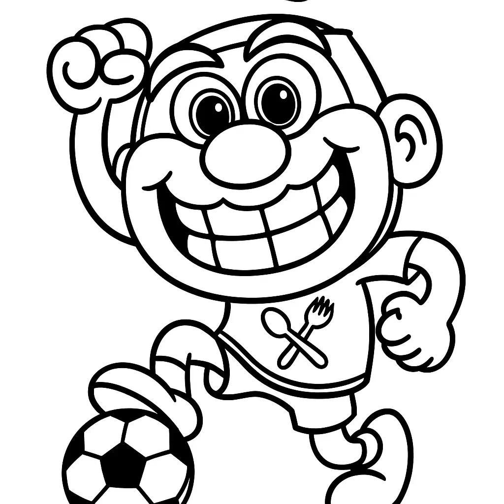 Desenho em preto e branco do José Comilão em uma cena divertida, perfeito para crianças colorirem.