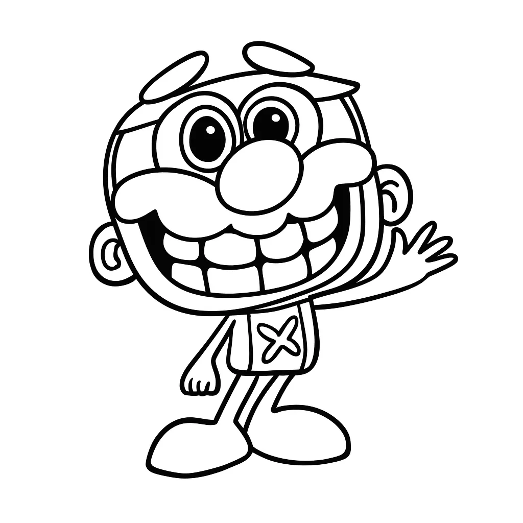 Desenho em preto e branco do José Comilão em uma cena divertida, perfeito para crianças colorirem.