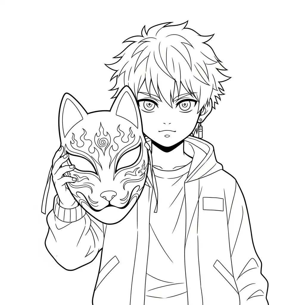 Desenho para colorir Kpop Demon Hunters personagem em batalha mágica