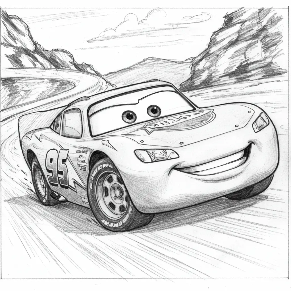 Relâmpago McQueen para colorir — Desenhos incríveis da série Carros